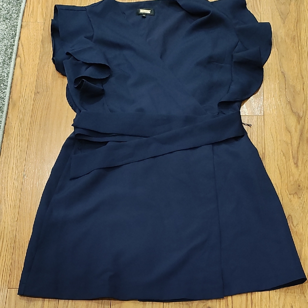 Alexia Admor Navy Ruffle Mini Wrap Dress